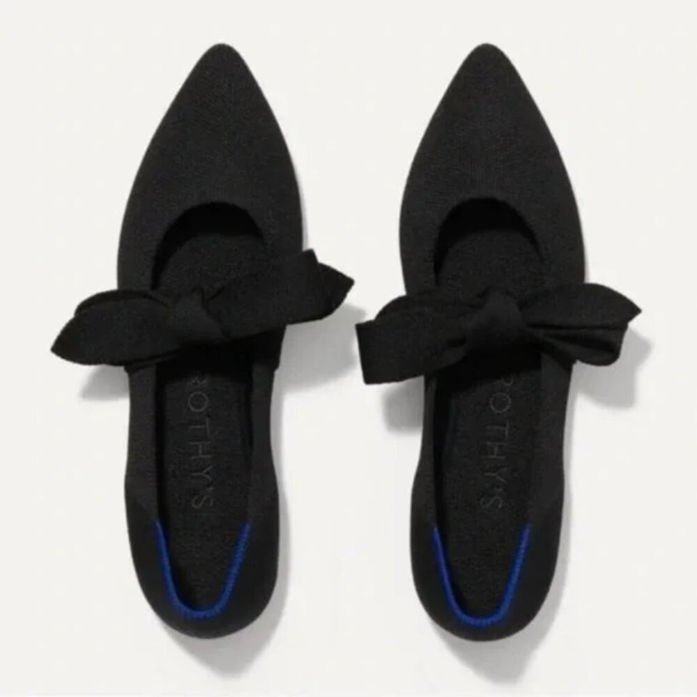 Rothy's Elegant Black Flats with Bow - Picture 2 of 6